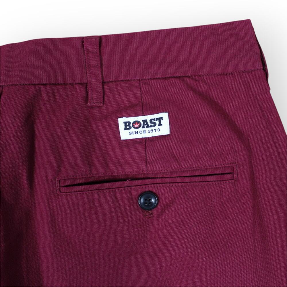 BOAST USA Mens 32x32 Patch Canvas Chino Pant Burgundy Wine Cotton Flat NWT - Picture 7 of 10
